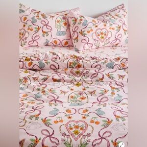 Pink Floral Print Fabric Duvet Cover King